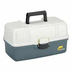 This plastic tool box measures 19 inches wide, 10 inches deep, and 10 inches high. It is blue and white in color. Suitable for organizing and transporting tools, parts, and accessories in workshops, job sites, and industrial facilities.