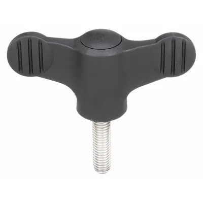 KIPP Wing Knob with Threaded Stud, Plastic/Steel, M6 x 30 mm, 50 mm Dia - Wing Knobs with Threaded Stud