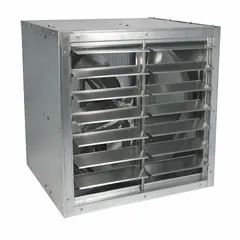 Belt-drive cabinet exhaust fan with a 42-inch blade and 5 hp open dripproof motor. Delivers 24,477 cfm at 3-phase power, operating on 208-230/460V AC. Ships fully assembled. Suitable for high-volume air removal in industrial and commercial facilities to ventilate heat, fumes, and airborne contaminants.