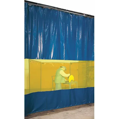 STEINER Curved Welding Curtain Wall: Vinyl-Laminated Polyester, 10 ft Ht, 4 ft Wd - Tinted Transparent Curtain Wall Partition Systems