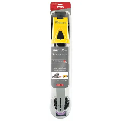 OREGON Chainsaw Sharpener Starter Kit: 18 in Compatible Bar Lg, 3/8 in, 0.5 in Gauge - Chain, Bar & Sharpener Sets