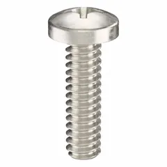 These #6-32 pan head machine screws are 1/2 inch long, made from 18-8 stainless steel with a plain finish, and feature a Phillips drive with #2 drive size. Supplied in a 50-pack, they are commonly used for fastening components in machinery, electrical enclosures, and industrial assemblies where corrosion resistance is required.