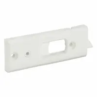 Window latch for tilt windows, designed for sash-top mounting. White unfinished finish. Overall length 1-1/4 in. Handle not included. Used to secure tilt windows in closed or tilted positions for maintenance and repair applications