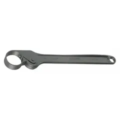 This non-reversible friction spanner ratchet is designed for tightening or loosening round nuts and collars on industrial machinery, such as spindles and shafts. With a 20-inch overall length, it provides leverage for high-torque applications in maintenance and assembly tasks. The black oxide finish offers corrosion resistance.