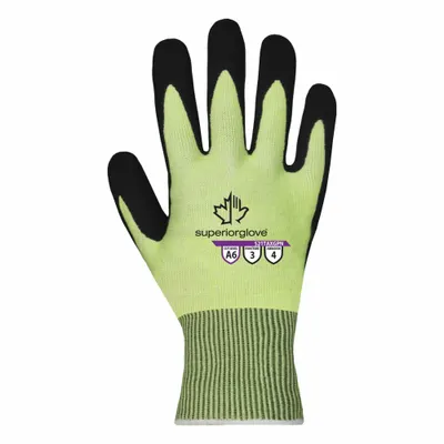 SUPERIOR GLOVE Knit Gloves: XL ( 10 ), ANSI Cut Level A6, Palm, Dipped, Micropore Nitrile - Heavy-Duty Cut-Resistant Gloves with Nitrile Coating