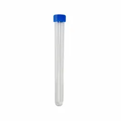 Polystyrene Test Tube with Blue Cap, 21 mL, Round Bottom, Natural