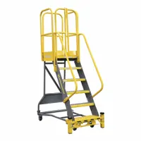 COTTERMAN Rolling Ladder: 5 ft Platform Ht, Assembled, Foot-Activated Step Lock, Steel, Perforated (MPN WMX06R37A6FGP3)
