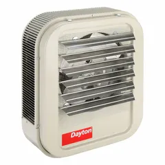 This electric unit heater is designed for wall or ceiling mounting in commercial and industrial spaces. It operates on 208/240 V AC, 1 or 3-Phase power and measures 21-3/4 in x 19 in x 8-1/2 in. Suitable for spot heating or supplemental heating in areas such as warehouses, workshops, and garages.