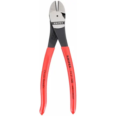 KNIPEX High Leverage Diagonal Cutting Plier: Std, Angled, Oval, 7/8 in Jaw Lg - Standard-Cut Diagonal-Cutting Pliers