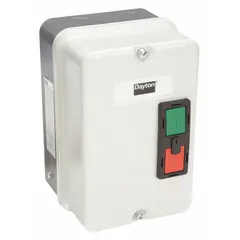 This NEMA 4-rated enclosure is designed to house and protect Dayton IEC contactors in motor control applications. Suitable for indoor or outdoor use, it provides protection against windblown dust, rain, and hose-directed water. Compatible with the Dayton IEC Contactors series.