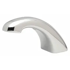 Arc faucet spout with brass body and chrome finish. Flow rate is 0.5 gpm. Spout reach is 5 1/8 in. Connection type is NPT. Used in commercial restrooms for hand-washing applications.