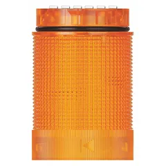 Flashing light module for visual signaling in industrial automation and machinery status indication. Yellow lens, 24V DC operation, 40 mm diameter, 59 mm height. Compatible with KombiSIGN 40 series.