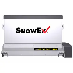 This SNOWEX tailgate spreader is a drop-type spreader with a 6 cu ft capacity, designed for UTV mounting. It is powered by the vehicle's battery and features a hitch mount for attachment. Suitable for spreading salt, sand, or ice melt on driveways, parking lots, and walkways.