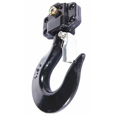 This bottom hook assembly is a replacement component for Dayton lever chain hoists. It includes a safety latch and is rated for a compatible load capacity of 3,000 lb. Suitable for maintenance or repair of compatible hoist models.