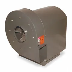 Belt-drive blower with included drive pack, delivering 895 cfm at 4 in static pressure. Powered by a 1 1/2 hp totally enclosed motor rated for 208-230/460V AC. Suitable for industrial air movement applications requiring high static pressure, such as material handling and ventilation systems.