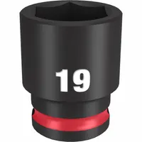 MILWAUKEE Standard Impact Socket: 3/8 in Drive Size, Metric, 19 mm Socket Size, 6-Point, Std (MPN 49-66-6143)