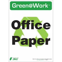 Plastic adhesive sign for marking floor or wall areas to promote physical distancing. Non-retroreflective, English text, sold in a 5-pack. Suitable for indoor office, retail, and industrial environments.