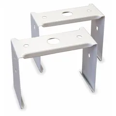 Tong hanger accessory for mounting 2UN Series lighting fixtures. Includes hanger for 9-inch channel. Dimensions: 2 1/2 in length, 8 1/3 in width, 2 1/6 in height. Unfinished finish. Sold as a 2-pack.