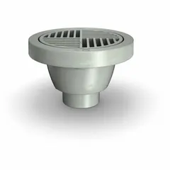 Round bronze floor sink with solvent-weld connection. Overall diameter 11 in, overall width 11 in, sump depth 5 in. Includes full grate. Used for collecting wastewater in commercial and industrial floor drainage applications.