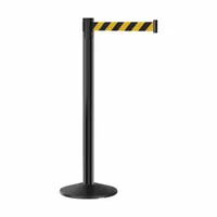 RETRACTA-BELT Barrier Post with Belt: Black/Yellow, Diagonal Stripe, No Legend, 9 ft Belt Lg, Black (MPN P101BA-BYD9)