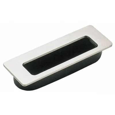 SUGATSUNE Recessed Pull Handle: Threaded Holes, Stainless Steel, Black, Tray - Rectangular Recessed Pull Handles