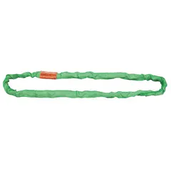 Endless round sling made of polyester core and cover, with a 7/8 in body diameter and 17 ft sling length. Suitable for general-purpose overhead lifting and rigging in industrial settings, providing flexibility and surface protection for loads.