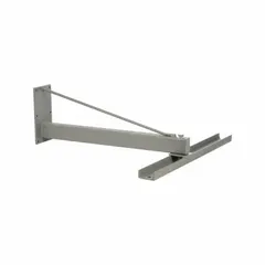 Surface-mount bracket for electric wall or ceiling heaters. Measures 5-1/2 in x 32-1/2 in, fits 38.6 kW heaters, and includes mounting hardware. Gray finish.