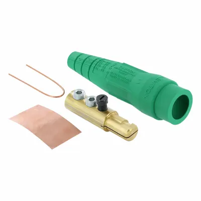 LEVITON Single Pole Inline: Male, Green, 600V AC/600V DC, 300 A, Double Set Screw Termination - Plugs with Set Screw Terminations