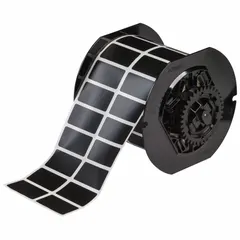 Thermal transfer precut label roll with rubber permanent adhesive. Contains 2,500 labels per roll. Compatible with i3300 printer series. Used for industrial identification such as asset tagging, cable marking, and equipment labeling.