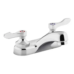 Centerset handle bathroom faucet constructed from brass with a polished chrome finish. Features a straight spout and a flow rate of 1 gpm. Suitable for standard bathroom sink installations.