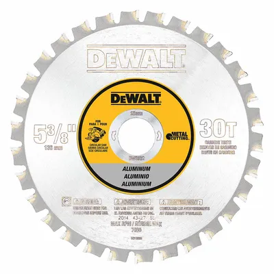 DEWALT Circular Saw Blade: 5 3/8 in Blade Dia., 30 Teeth, 0.06 in Cut Wd - Aluminum & Soft Metal-Cutting Blades