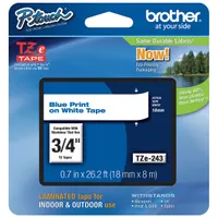 Combined Label and Ribbon Cartridge: 3/4 in x 26 1/4 ft, PET, White (Gloss), Indoor/Outdoor (MPN TZE243G)