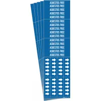 Pipe Marker: Asbestos Free, Blue, White, Fits 3/4 in and Smaller Pipe O.D., 3 Pipe Markers, 5 PK (MPN 7017-3C-PK)