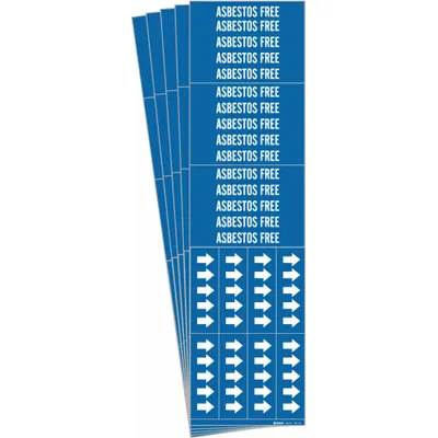 BRADY Pipe Marker: Asbestos Free, Blue, White, Fits 3/4 in and Smaller Pipe O.D. - Asbestos Free Adhesive Pipe Markers