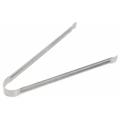These 9-inch serving tongs are constructed from silver stainless steel with a 1 3/4-inch overall width. Suitable for handling and serving food items in kitchen or dining settings. Not dishwasher safe and not NSF certified.