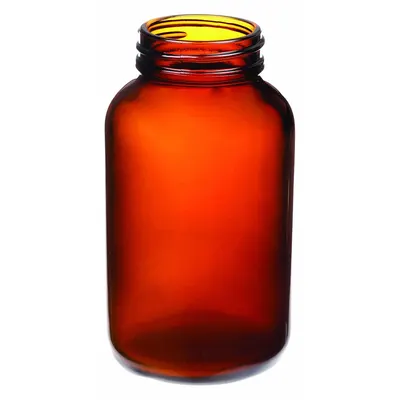 OEM Safety Coated Bottle: 250 mL - Amber Wide Mouth Glass Lab Bottles