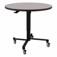NATIONAL PUBLIC SEATING Café Table: Laminate, Grey Nebula, 40 1/2 in Overall Ht - Max, Circle, Black (MPN ACT136PBTMGY)