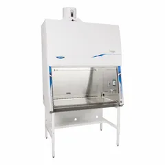 This Class II, Type B2 biosafety cabinet provides product and personnel protection. Constructed with stainless steel, it has an overall width of 54 3/8 inches and depth of 32 inches. The Type B2 design exhausts 100% of air outside, suitable for work requiring HEPA-filtered exhaust. Blower not included.