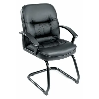 BOSS Frame Chair: Black, Black, 0 Casters/Glides, Lumbar Support, 27 in Overall Wd - Guest & Side Chairs