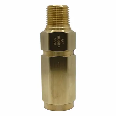 RAY Pressure Gauge Snubber: Brass, Piston, Brass NPT, 5,000 psi Max. Pressure - Piston-Type Snubbers for Air, Water & Steam