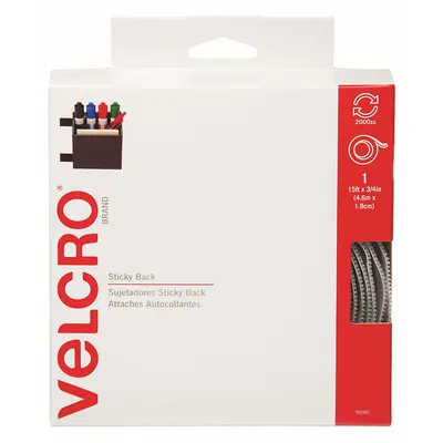 VELCRO BRAND Hook-and-Loop Fastener: Roll, White, Hook-and-Loop, 3/4 in Overall Wd - Hook & Loop Rolls