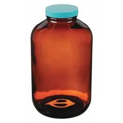 Amber Wide Mouth Glass Lab Bottle, 2.5 L, 70-400, Visible Particulate, Case of 12