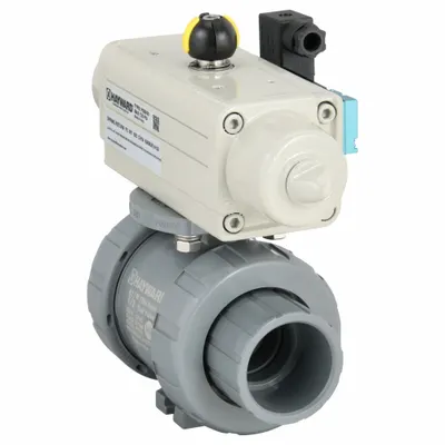 HAYWARD FLOW CONTROL Pneumatically Actuated Two-Way Ball Valve: 1 1/2 in, CPVC - CPVC Pneumatically-Actuated Ball Valves