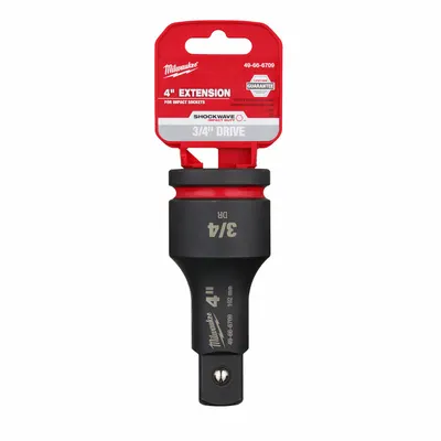 MILWAUKEE Impact Extension: 3/4 in Input Drive Size, 3/4 in Output Drive Size, 4 in Overall Lg - 3/4" Drive Impact Socket Extensions