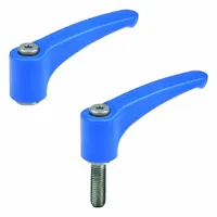 ELESA Adjustable Handle: Threaded Hole, 5005, Blue, Plastic, M6 Thread, 63 mm Lg, 10 mm Thread Lg (MPN 193135)