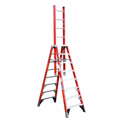 WERNER E7408 Non-Conductive Fiberglass Trestle Extension Ladder - Non-Conductive Fiberglass Trestle Extension Ladders