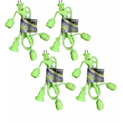 MIRACLE LED 3 Socket String Light Fixture for Grow Lights, 4 Foot Length, PK4: 3 Lightheads - Multiple Light String Fixtures