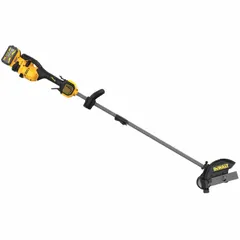 Straight-shaft edger with 35 in shaft length and 2 1/2 in cutting depth. Features a 3.0 Ah battery capacity and interchangeable head for attachment capability. Suitable for edging along driveways, sidewalks, and garden beds.