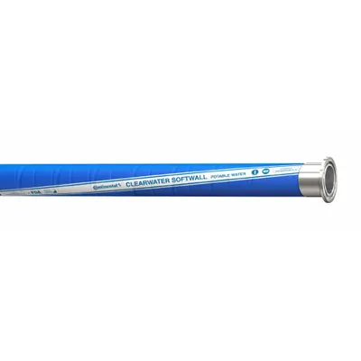 CONTINENTAL Discharge Hose: 1 in Hose Inside Dia., 50 ft Hose Lg, 150 psi, Blue - Polyethylene Potable Water Discharge Hose Assemblies with Smooth EPDM Cover and Synthetic Spiral-Plied Fabric Reinforcement