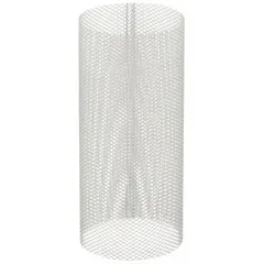 This replacement Y strainer screen is made of PVC and features a 0.0165 inch mesh size. It is designed for use in industrial piping systems to filter particulates from liquids, commonly applied in chemical processing, water treatment, and fluid handling where PVC compatibility is required.